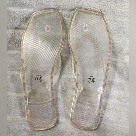 Lauren Lorraine Clear Rhinestone Jelly Sandals Size 7.5 - Picture 6 of 8